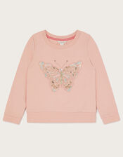 Sequin Butterfly Sweatshirt, Pink (PALE PINK), large