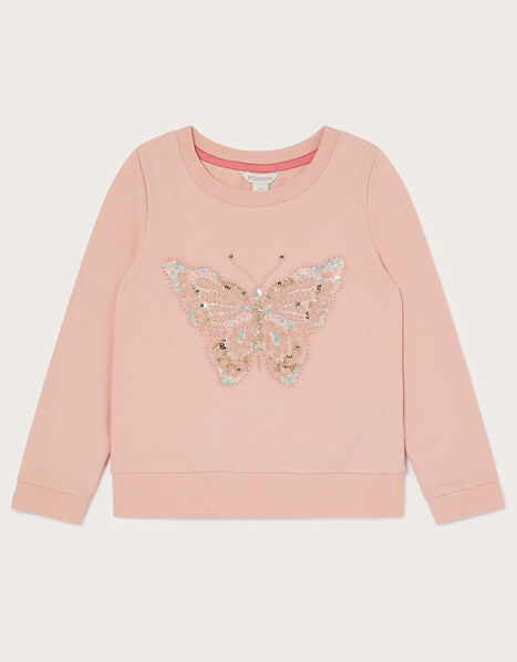 Sequin Butterfly Sweatshirt Pink, Pink (PALE PINK), large