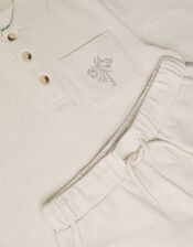Palm Jersey Polo Shirt & Shorts Set, Natural (STONE), large