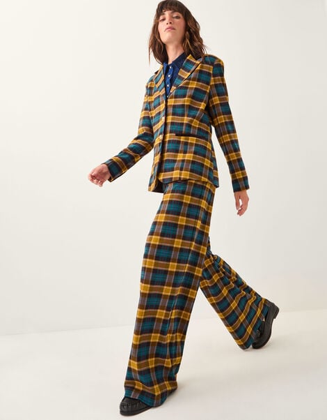 Monsoon x Sarah Corbett-Winder Tartan Suit Trousers, Yellow (YELLOW), large