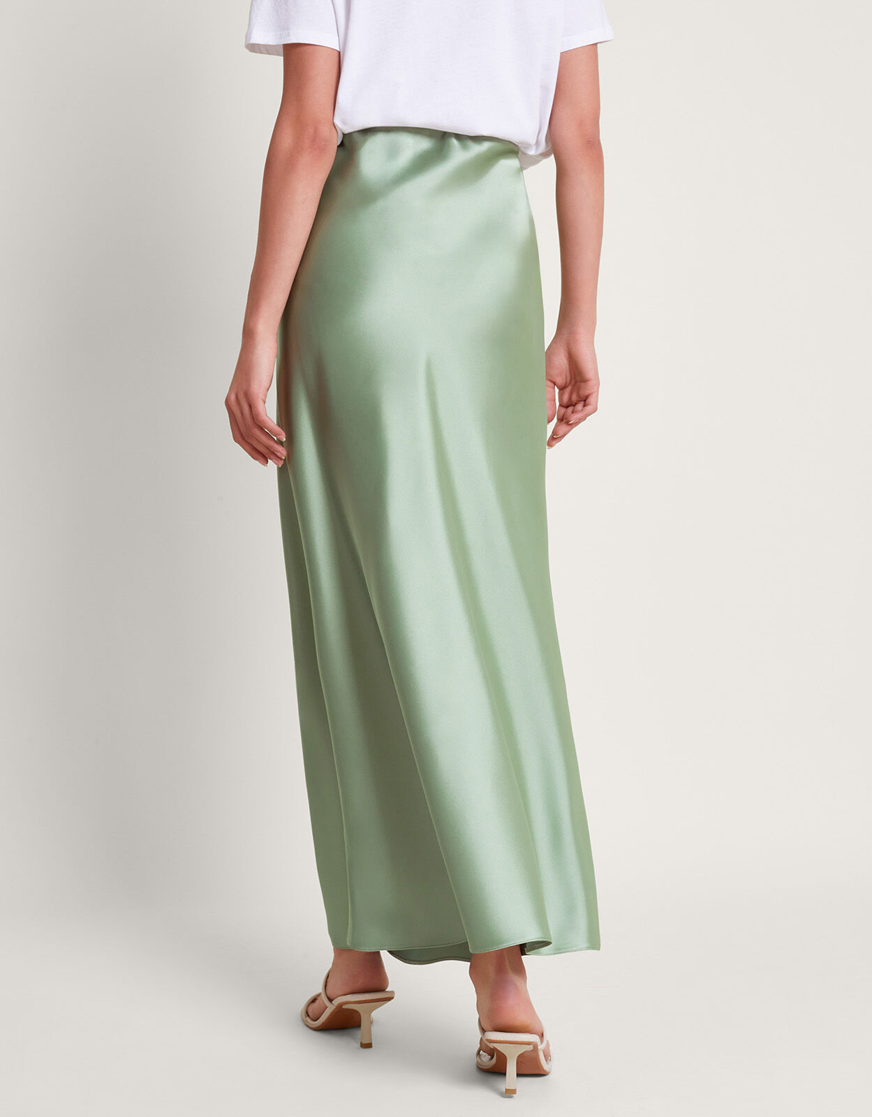 Satin maxi skirt green 2025