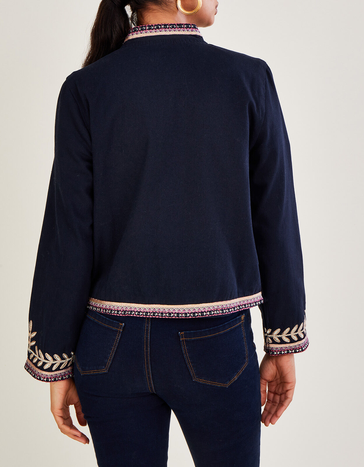 Mia Military Detail Embroidered Jacket Blue