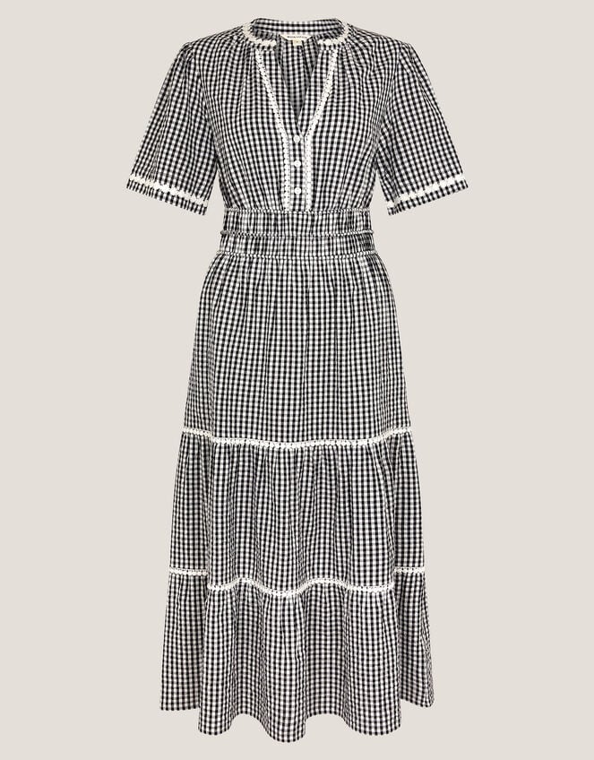 Gina Gingham Maxi Dress, Black (BLACK), large