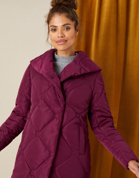 Terry Diamond Padded Coat Red, Red (BERRY), large