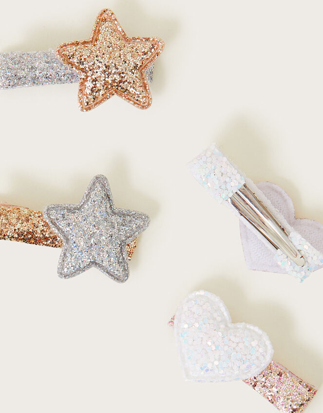 Mixed Glitter Hair Clips 4 Pack, , large