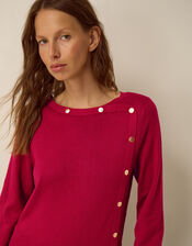 Beryl Button Sweater, Red (RED), large