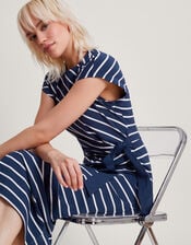 Sanya Stripe Tie Dress, Blue (NAVY), large
