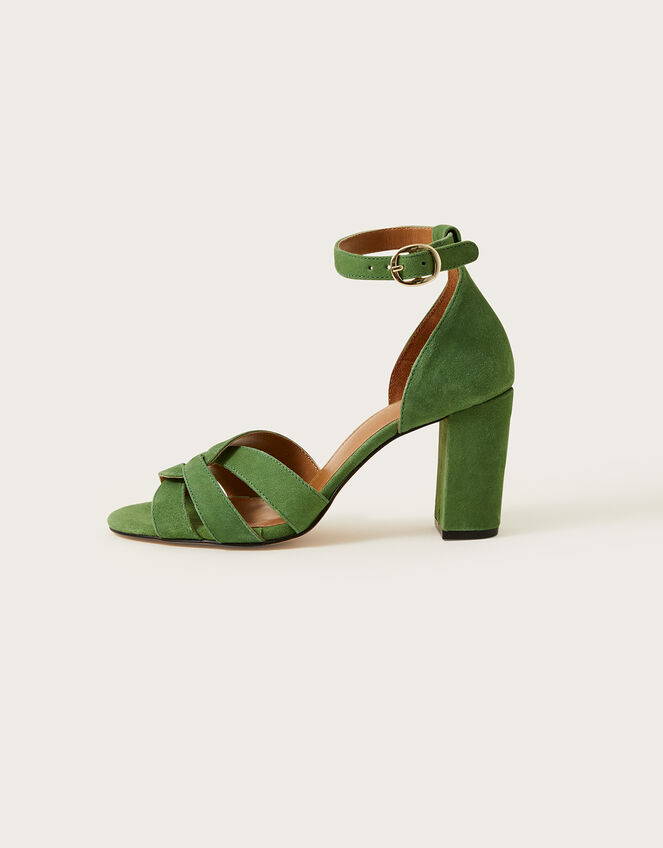Suede Closed Back Heeled Sandals, Green (GREEN), large
