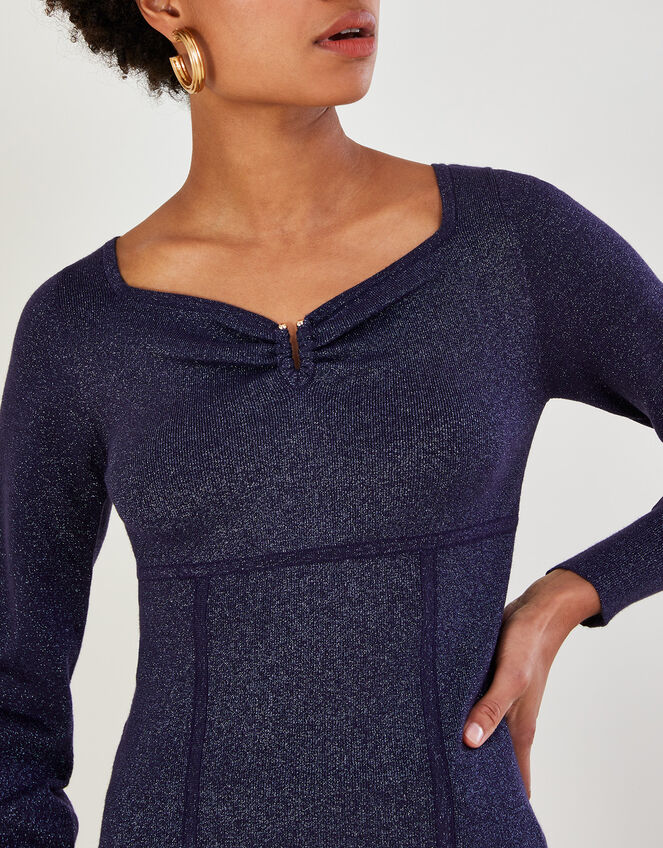 Metallic Bodice Detail Jumper, Blue (NAVY), large
