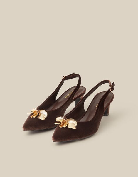 Juni Embellished Slingback Heels , Brown (BROWN), large