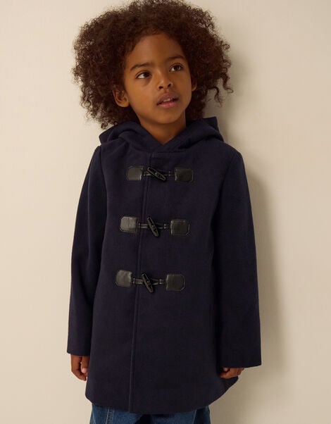 Smart Hooded Duffle Coat, Blue (NAVY), large