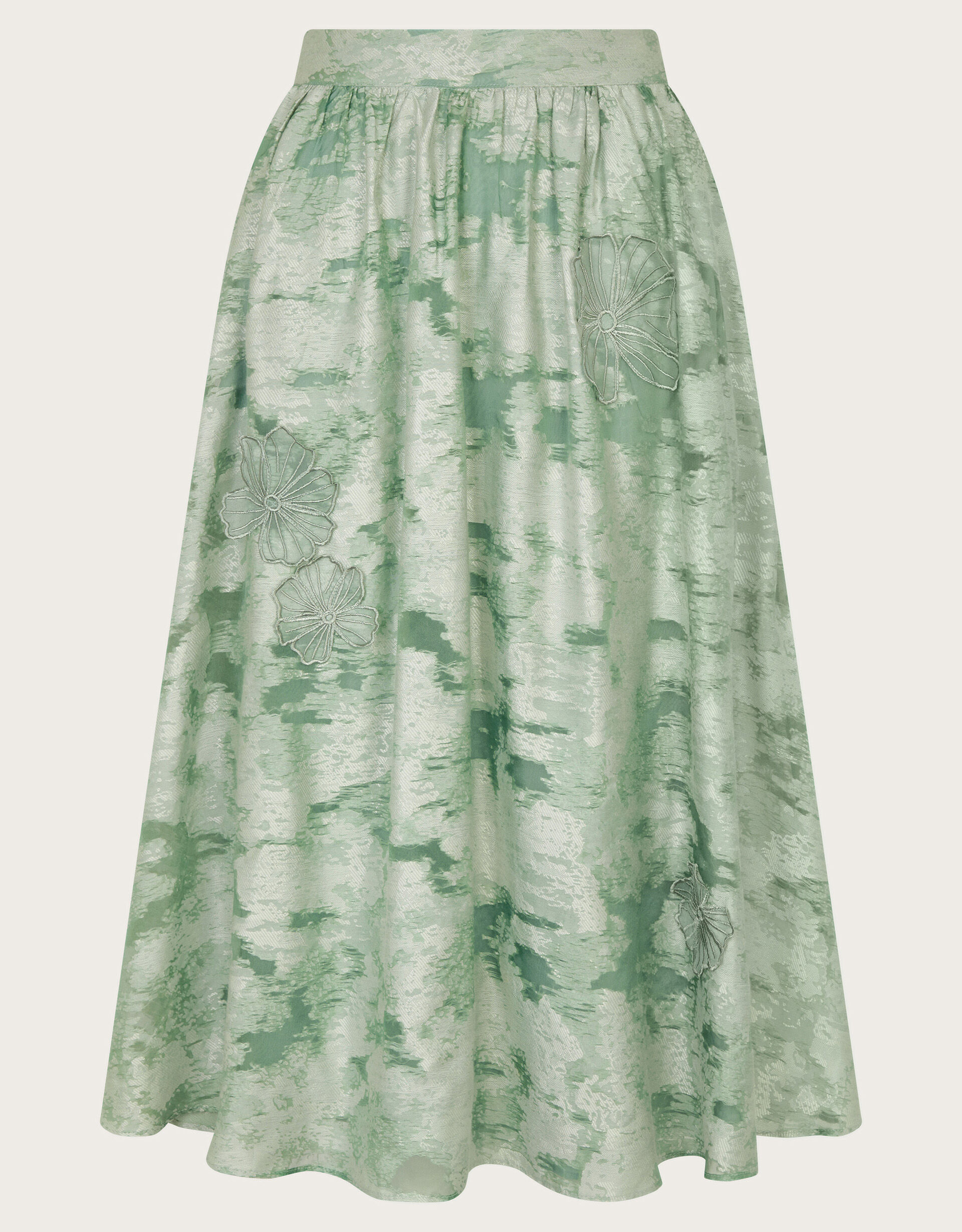 Josie Floral Jacquard Midi Skirt Green