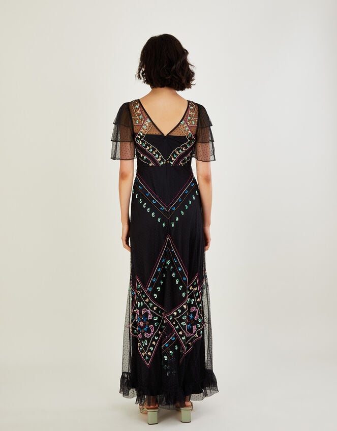 Elle Embroidered Maxi Dress, Black (BLACK), large