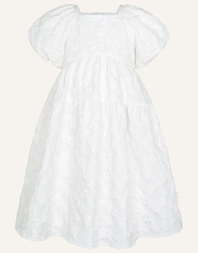 Boutique Texture Puff Sleeve Dress, White (WHITE), large