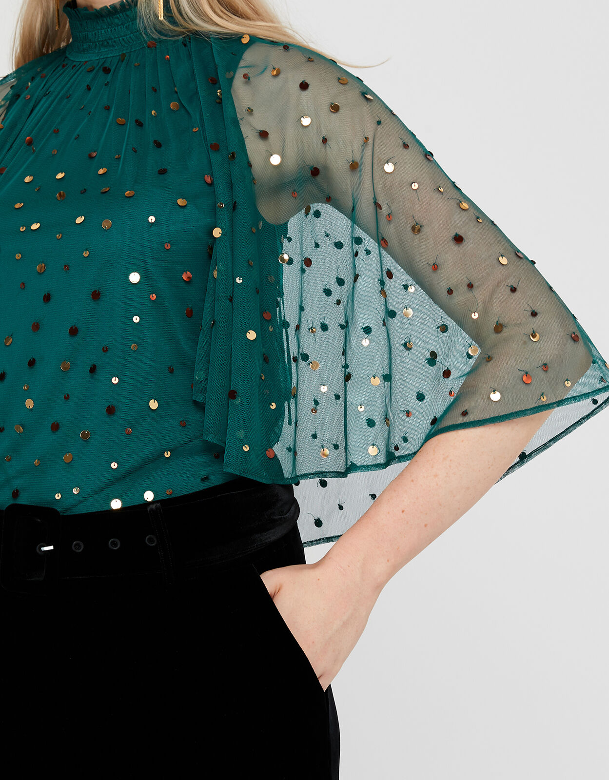 teal sequin top