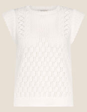 Short Sleeve Scallop Edge Jumper, Ivory (IVORY), large