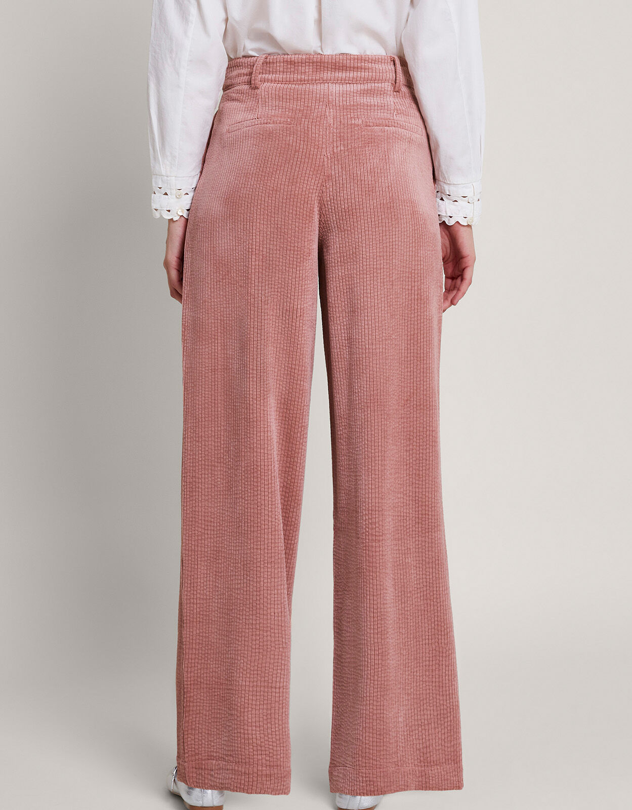 Pink wide leg corduroy trousers 2025