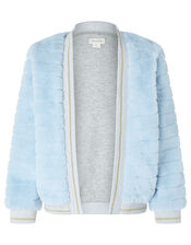 Faux Fur Bomber Jacket, Blue (BLUE), large