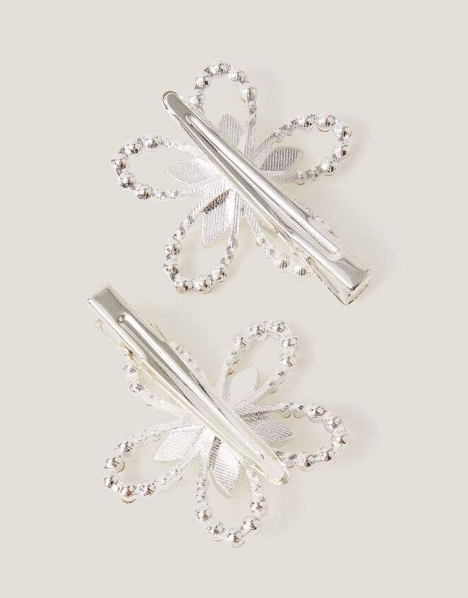 2-Pack Diamanté Flower Hair Clips, , large