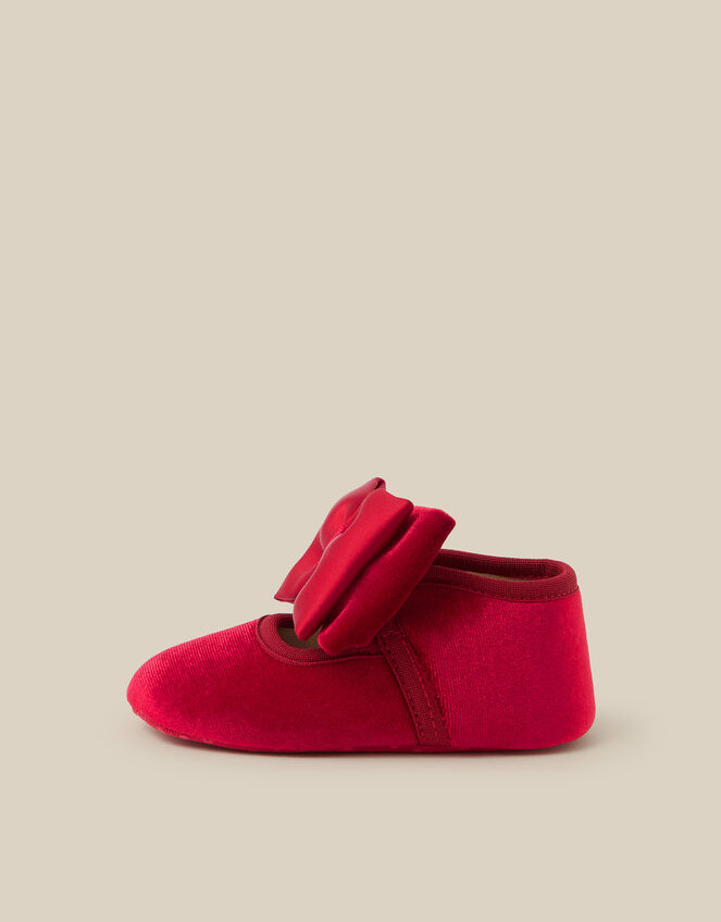 Baby Bow Velvet Booties & Headband Set, Red (RED), large