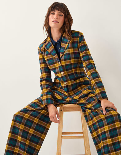Monsoon x Sarah Corbett-Winder Tartan Blazer, Yellow (YELLOW), large