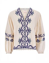 East Cresta Long Sleeve Embroidered Blouse, Ivory (IVORY), large