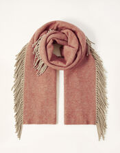 Midweight Wool Tassel Scarf with Recycled Cotton, , large