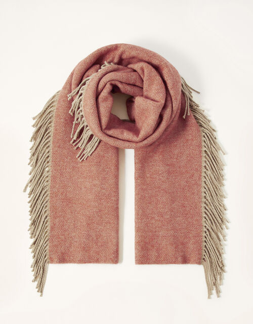Midweight Wool Tassel Scarf with Recycled Cotton, , large