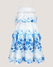 Rose Print Bow Party Dress, Multi (MULTI), large