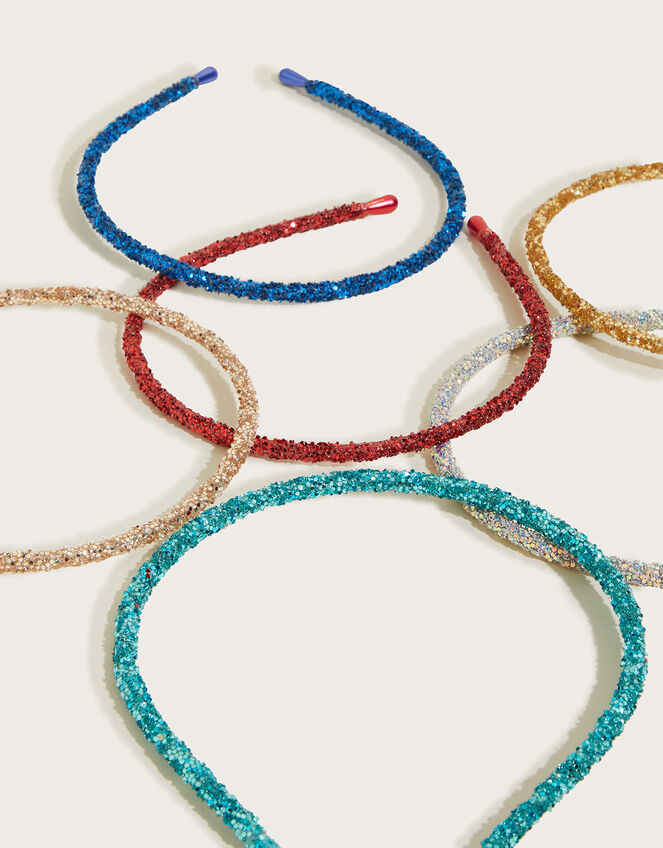 Rainbow Glitter Headbands 6 Pack, , large