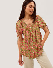 Harlowe Print Jersey Top, Green (GREEN), large