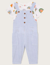 Newborn Rainbow T-Shirt Stripe Dungarees, Multi (MULTI), large
