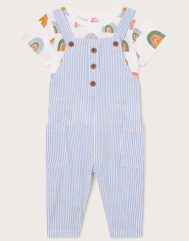 Newborn Rainbow T-Shirt Stripe Dungarees, Multi (MULTI), large