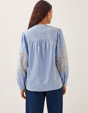 Emelie Lace Stripe Shirt, Blue (BLUE), large
