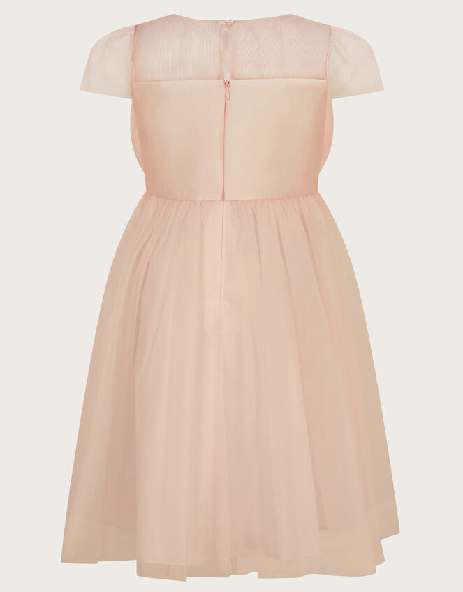 Short Sleeve Bow Blossom Dress, Pink (PINK), large