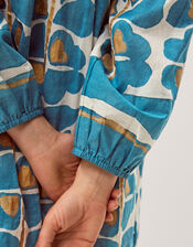 Leila Print Midi Beach Dress, Teal (TEAL), large