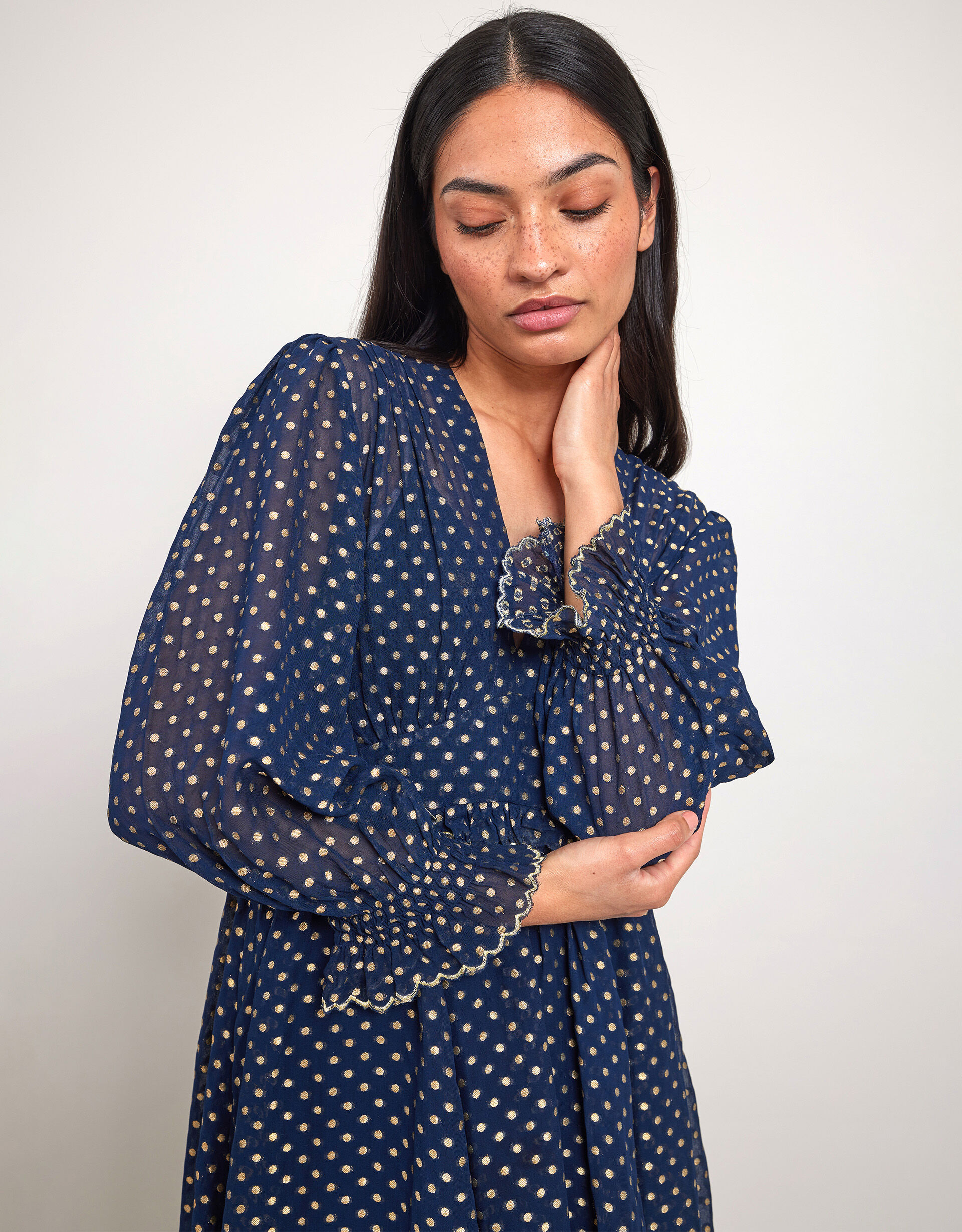 East Polka Dot Dress Blue