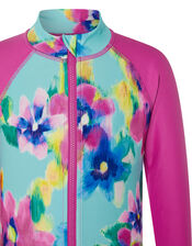 Blurred Floral Sunsafe Top, Blue (TURQUOISE), large