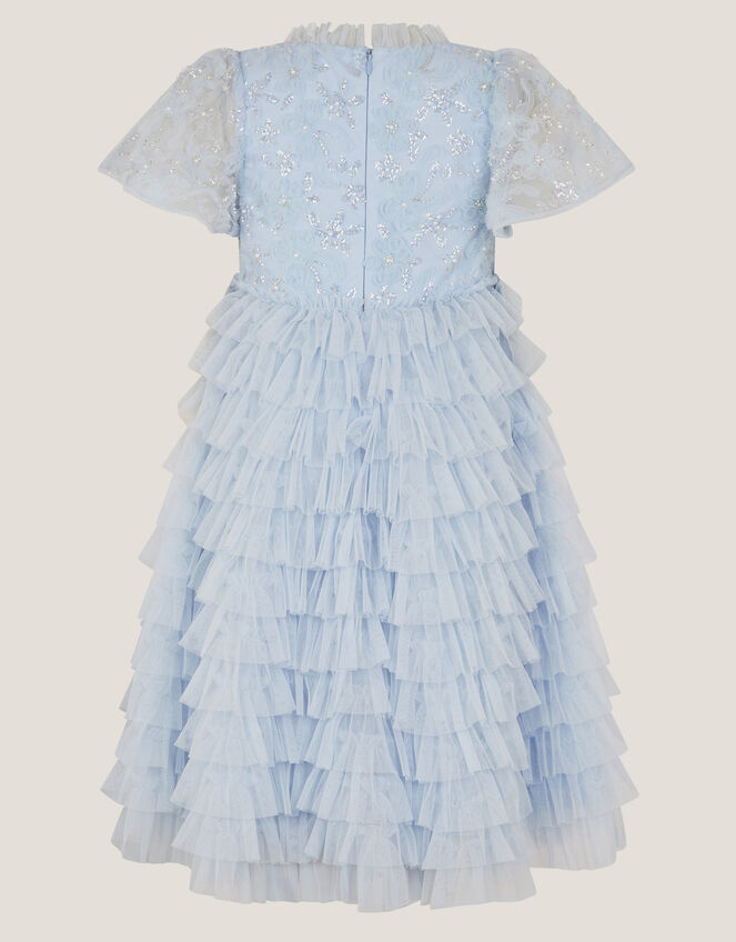 Shikha Floral Embellished Tiered Ruffle Dress, Blue (PALE BLUE), large