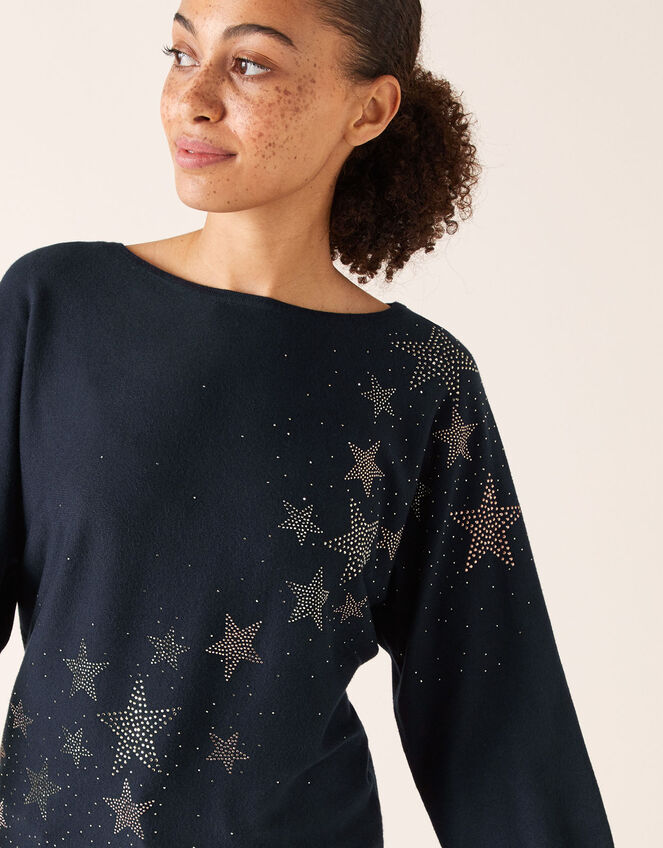 Hotfix Gem Star Jumper with LENZING™ ECOVERO™, Blue (NAVY), large