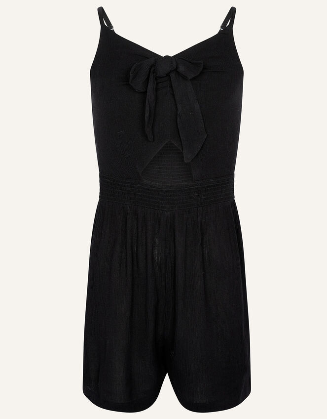 Tie Front Playsuit, Black (BLACK), large