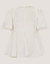 Ria Ruffle Jersey T-Shirt, Ivory (IVORY), large