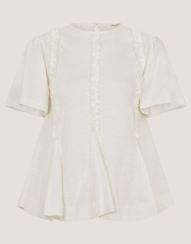 Ria Ruffle Jersey T-Shirt, Ivory (IVORY), large