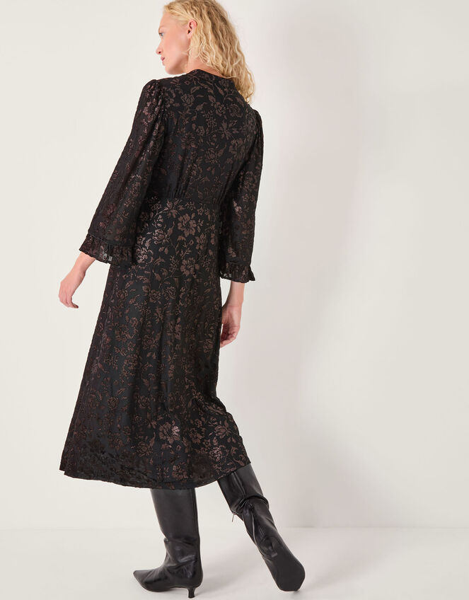 Deyla Sparkle Devoré Jersey Midi Dress, Black (BLACK), large