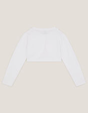 Ottilie Appliqué Rose Cardigan, White (WHITE), large