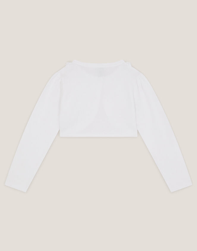 Ottilie Appliqué Rose Cardigan, White (WHITE), large