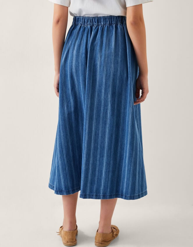 Ottilie Stripe Denim Midi Skirt, Blue (DENIM BLUE), large