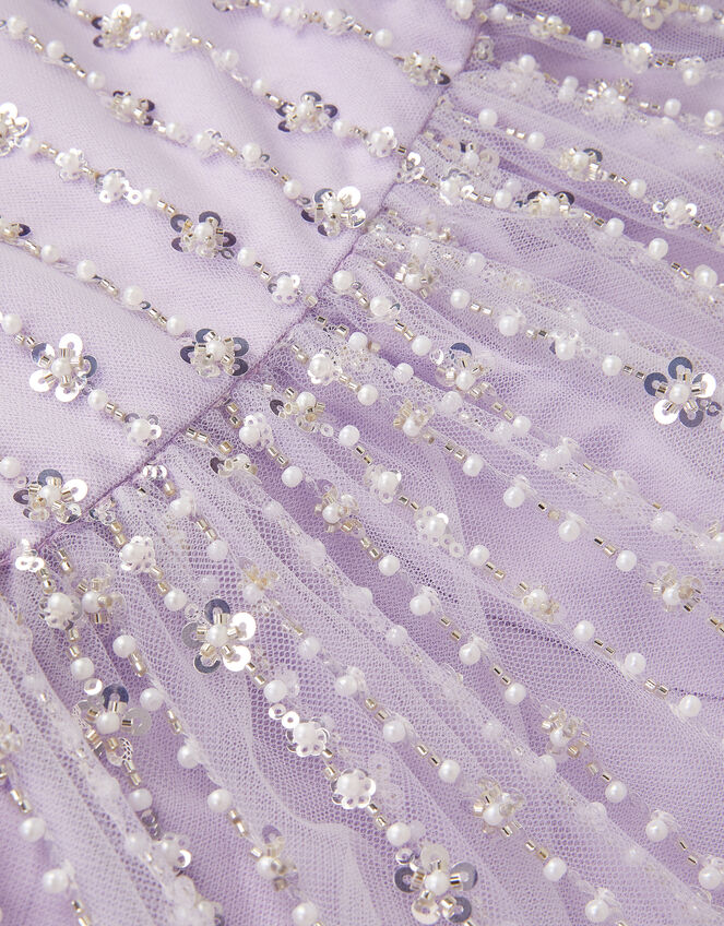 Colette Pearl Long Sleeve Party Dress, Purple (LILAC), large