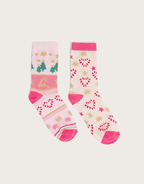 Christmas Print Socks Set of Two Multi, Multi (MULTI), large