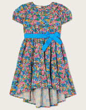 Floral Printed Short Sleeve Dress, Multi (MULTI), large
